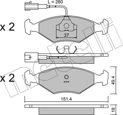 Metelli 22-0057-1 - Гальмівні колодки, дискові гальма autozip.com.ua