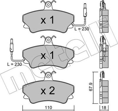 Metelli 22-0069-0 - Гальмівні колодки, дискові гальма autozip.com.ua