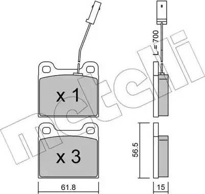 Metelli 22-0003-3 - Гальмівні колодки, дискові гальма autozip.com.ua