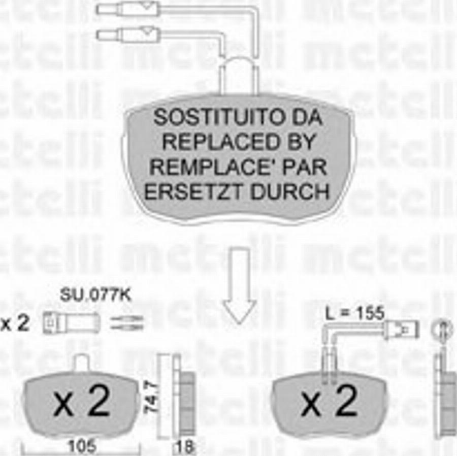 Metelli 2200164 - Гальмівні колодки, дискові гальма autozip.com.ua