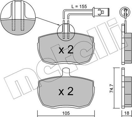 Metelli 22-0016-1 - Гальмівні колодки, дискові гальма autozip.com.ua