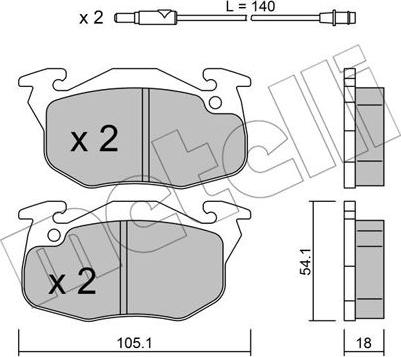 Metelli 22-0037-2 - Гальмівні колодки, дискові гальма autozip.com.ua