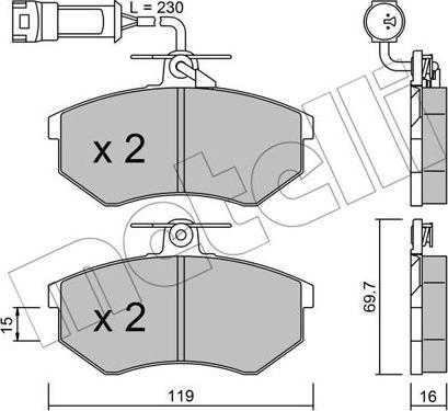 Metelli 22-0148-3 - Гальмівні колодки, дискові гальма autozip.com.ua