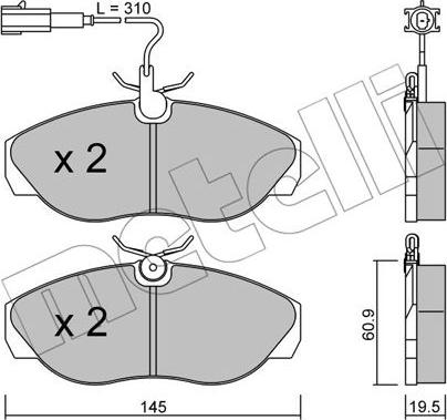 Metelli 22-0154-1 - Гальмівні колодки, дискові гальма autozip.com.ua