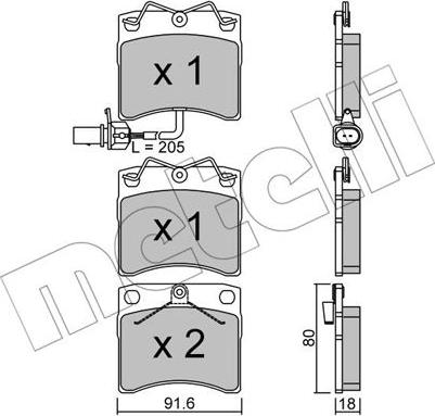 Metelli 22-0163-2 - Гальмівні колодки, дискові гальма autozip.com.ua