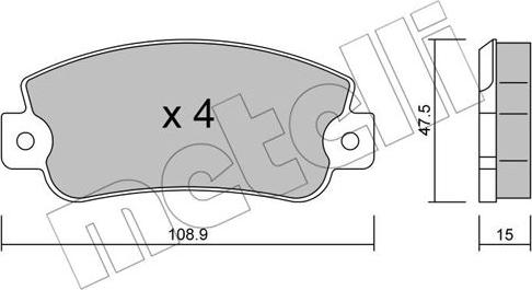 Metelli 22-0104-0 - Гальмівні колодки, дискові гальма autozip.com.ua