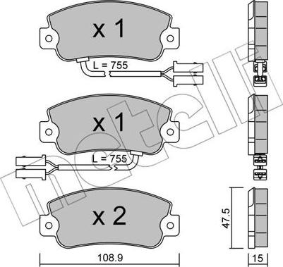 Metelli 22-0104-1 - Гальмівні колодки, дискові гальма autozip.com.ua