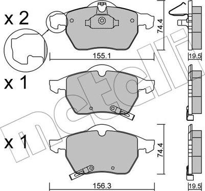 Metelli 22-0118-2 - Гальмівні колодки, дискові гальма autozip.com.ua