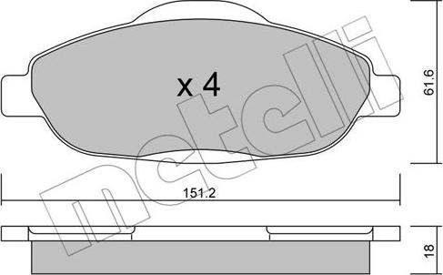 Metelli 22-0804-0 - Гальмівні колодки, дискові гальма autozip.com.ua