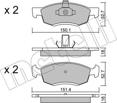 Metelli 22-0802-0 - Гальмівні колодки, дискові гальма autozip.com.ua