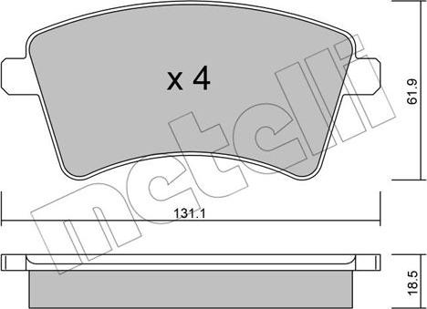 Metelli 22-0812-0 - Гальмівні колодки, дискові гальма autozip.com.ua