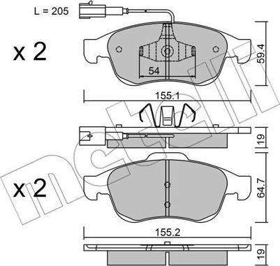 Metelli 22-0817-1 - Гальмівні колодки, дискові гальма autozip.com.ua