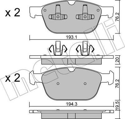 Metelli 22-0834-0 - Гальмівні колодки, дискові гальма autozip.com.ua