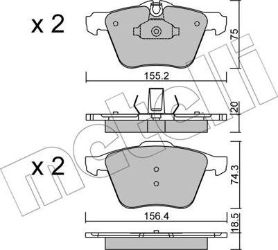 Metelli 22-0835-0 - Гальмівні колодки, дискові гальма autozip.com.ua