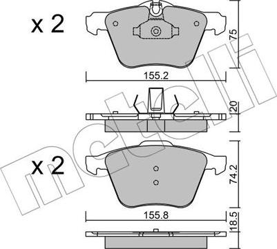 Metelli 22-0835-1 - Гальмівні колодки, дискові гальма autozip.com.ua