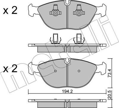 Metelli 22-0828-0 - Гальмівні колодки, дискові гальма autozip.com.ua