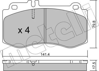 Metelli 22-0827-0 - Гальмівні колодки, дискові гальма autozip.com.ua