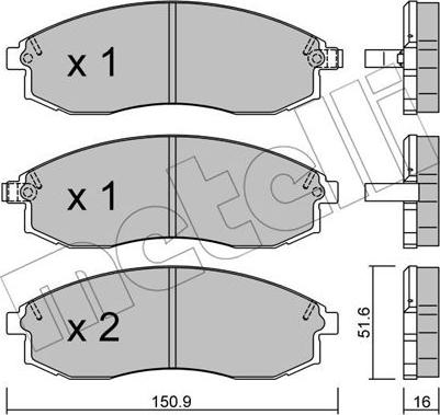 Metelli 22-0306-1 - Гальмівні колодки, дискові гальма autozip.com.ua