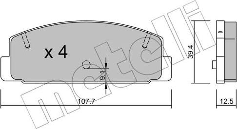 Metelli 22-0302-2 - Гальмівні колодки, дискові гальма autozip.com.ua