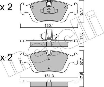 Metelli 22-0312-0 - Гальмівні колодки, дискові гальма autozip.com.ua