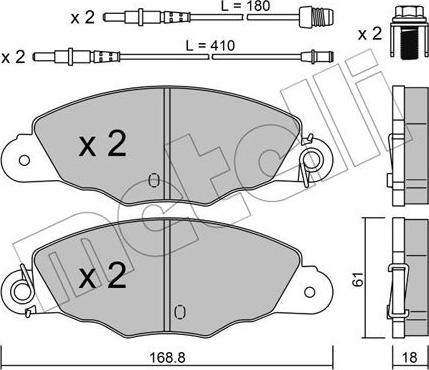 Metelli 22-0334-0 - Гальмівні колодки, дискові гальма autozip.com.ua