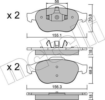 Metelli 22-0336-1 - Гальмівні колодки, дискові гальма autozip.com.ua