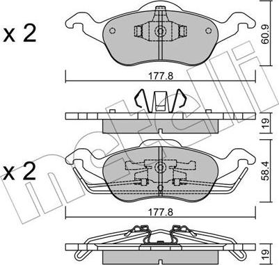 Metelli 22-0291-0 - Гальмівні колодки, дискові гальма autozip.com.ua