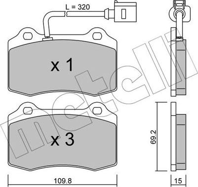 Metelli 22-0251-4 - Гальмівні колодки, дискові гальма autozip.com.ua