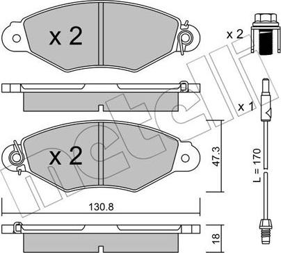 Metelli 22-0253-1 - Гальмівні колодки, дискові гальма autozip.com.ua