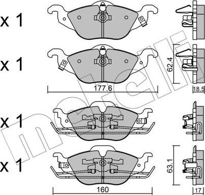 Metelli 22-0257-0 - Гальмівні колодки, дискові гальма autozip.com.ua