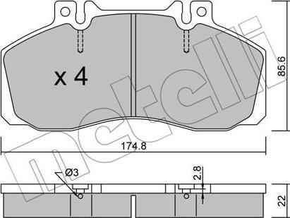 Metelli 22-0267-0 - Гальмівні колодки, дискові гальма autozip.com.ua