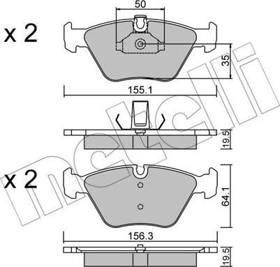 Metelli 22-0207-0 - Гальмівні колодки, дискові гальма autozip.com.ua