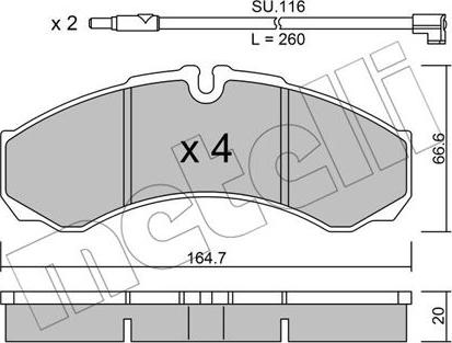 Metelli 22-0212-7K - Гальмівні колодки, дискові гальма autozip.com.ua