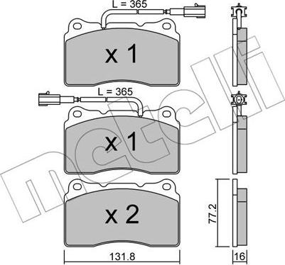 Metelli 22-0288-4 - Гальмівні колодки, дискові гальма autozip.com.ua