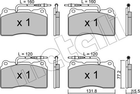 Metelli 22-0288-3 - Гальмівні колодки, дискові гальма autozip.com.ua