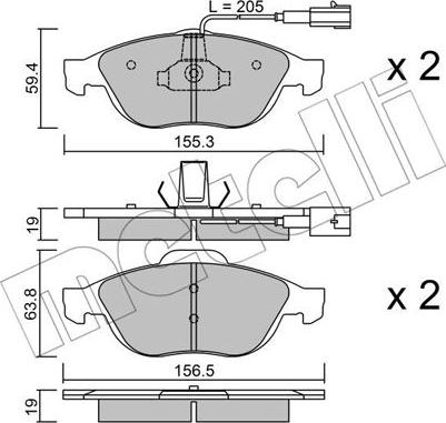 Metelli 22-0220-0 - Гальмівні колодки, дискові гальма autozip.com.ua