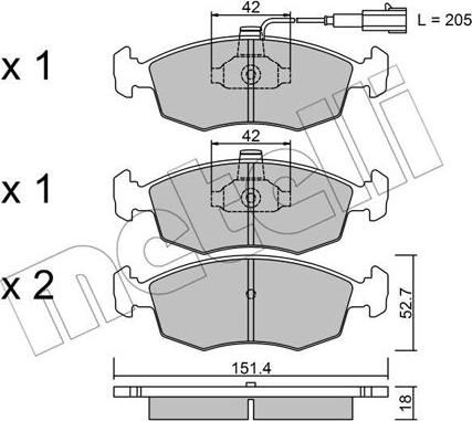 Metelli 22-0274-0 - Гальмівні колодки, дискові гальма autozip.com.ua