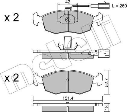 Metelli 22-0274-1 - Гальмівні колодки, дискові гальма autozip.com.ua