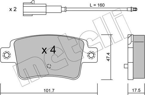 Metelli 22-0705-1 - Гальмівні колодки, дискові гальма autozip.com.ua