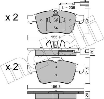 Metelli 22-0703-1 - Гальмівні колодки, дискові гальма autozip.com.ua