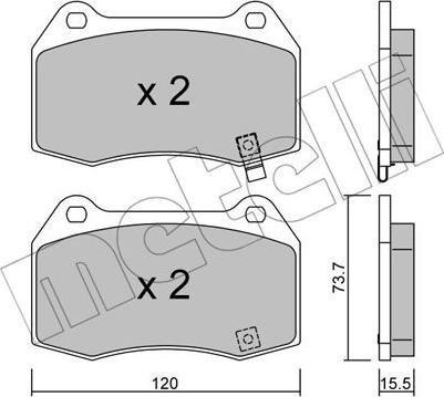 Metelli 22-0738-0 - Гальмівні колодки, дискові гальма autozip.com.ua