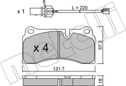 Metelli 22-1044-0 - Гальмівні колодки, дискові гальма autozip.com.ua