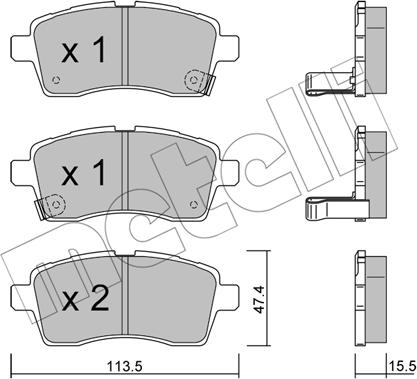 Metelli 22-1162-0 - Гальмівні колодки, дискові гальма autozip.com.ua