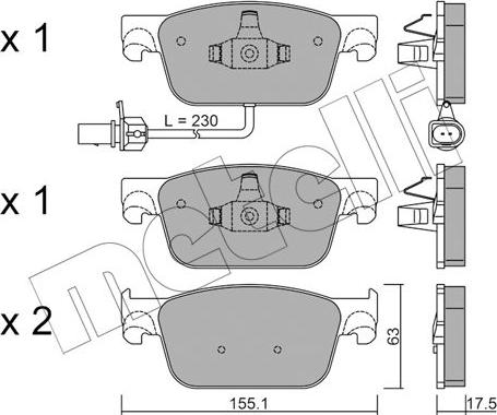 Metelli 22-1125-0 - Гальмівні колодки, дискові гальма autozip.com.ua