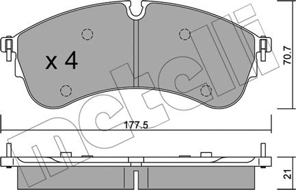 Metelli 22-1174-0 - Гальмівні колодки, дискові гальма autozip.com.ua