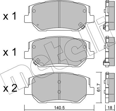 Metelli 22-1297-0 - Гальмівні колодки, дискові гальма autozip.com.ua