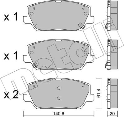 Metelli 22-1241-0 - Гальмівні колодки, дискові гальма autozip.com.ua