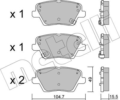 Metelli 22-1243-0 - Гальмівні колодки, дискові гальма autozip.com.ua