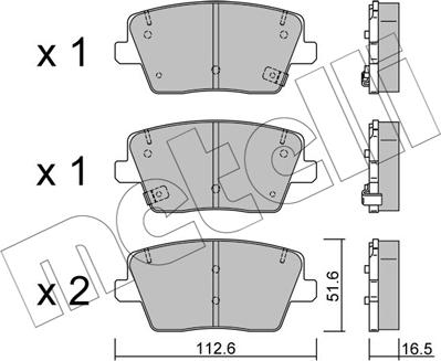 Metelli 22-1242-0 - Гальмівні колодки, дискові гальма autozip.com.ua