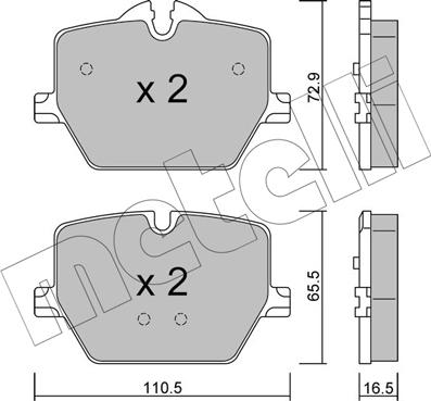 Metelli 22-1266-0 - Гальмівні колодки, дискові гальма autozip.com.ua